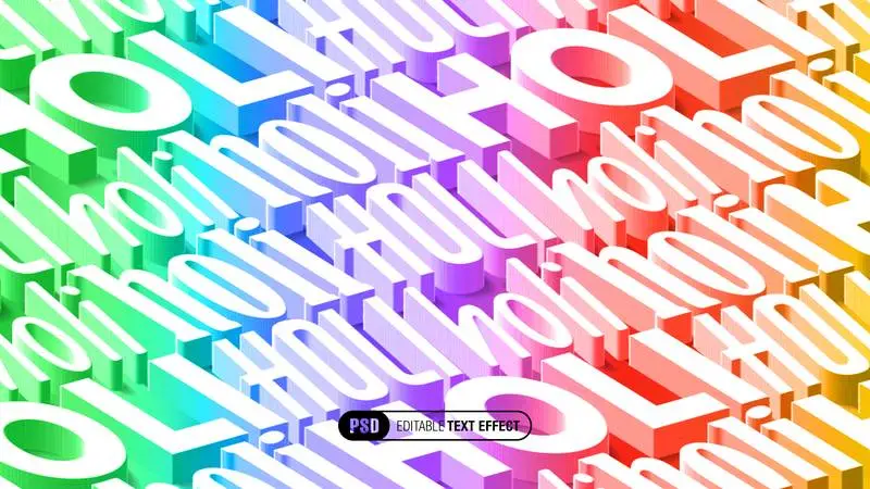 D Diagonal Word Text Effect for Holi with Colourful Gradients