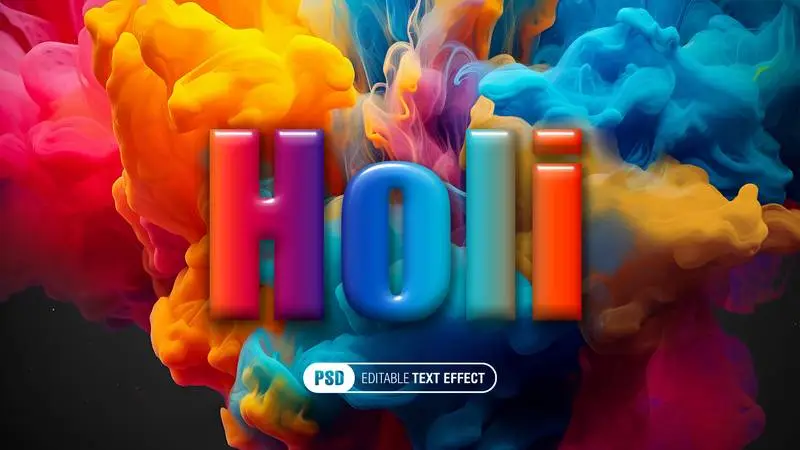 Colorful 3D Text Effect for Holi Fest