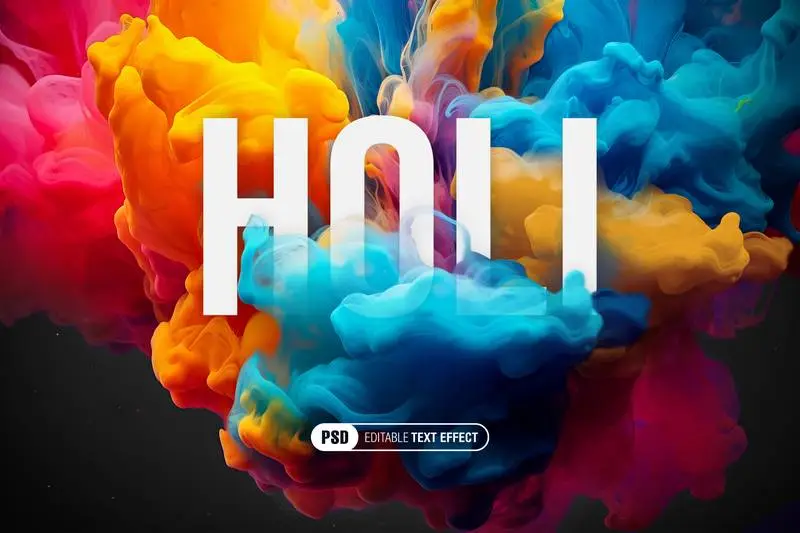 Colorful Dust Text Effect for Holi Fest