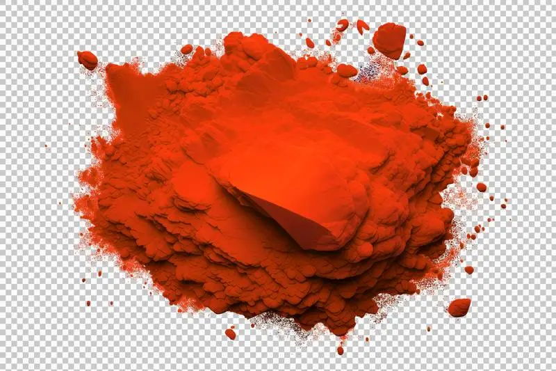 Photo of a Pile of Bright Orange Powder Isolated on Transparent Background for the Celebration of the Holi Festival