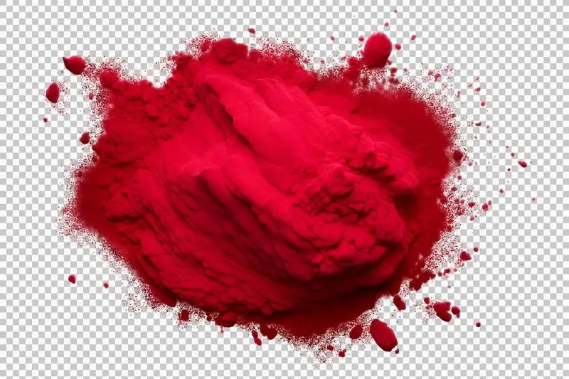 Photo of a Pile of Bright Red Powder Isolated on Transparent Background for the Celebration of the Holi Festival