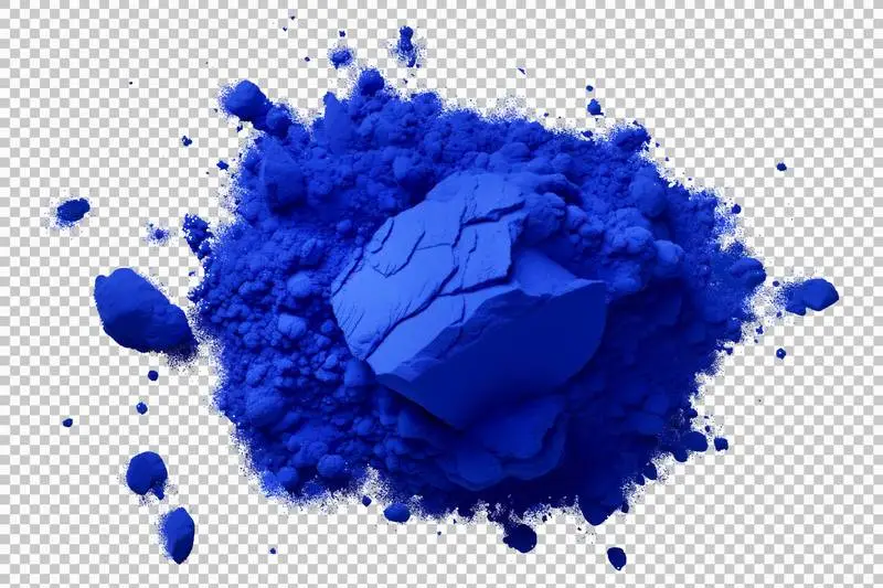 Photo of a Pile of Intense Blue Powder Isolated on Transparent Background for the Celebration of the Holi Festival