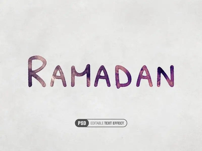 Ramadan Text Effect with Watercolour Text on Grunge Paper