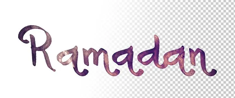 Ramadan Lettering in Watercolour on Transparent Background