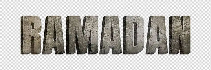 Lettering with the Word Ramadan in Stone on Transparent Background