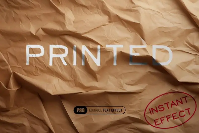 Printed Text Effect on Crumpled Paper