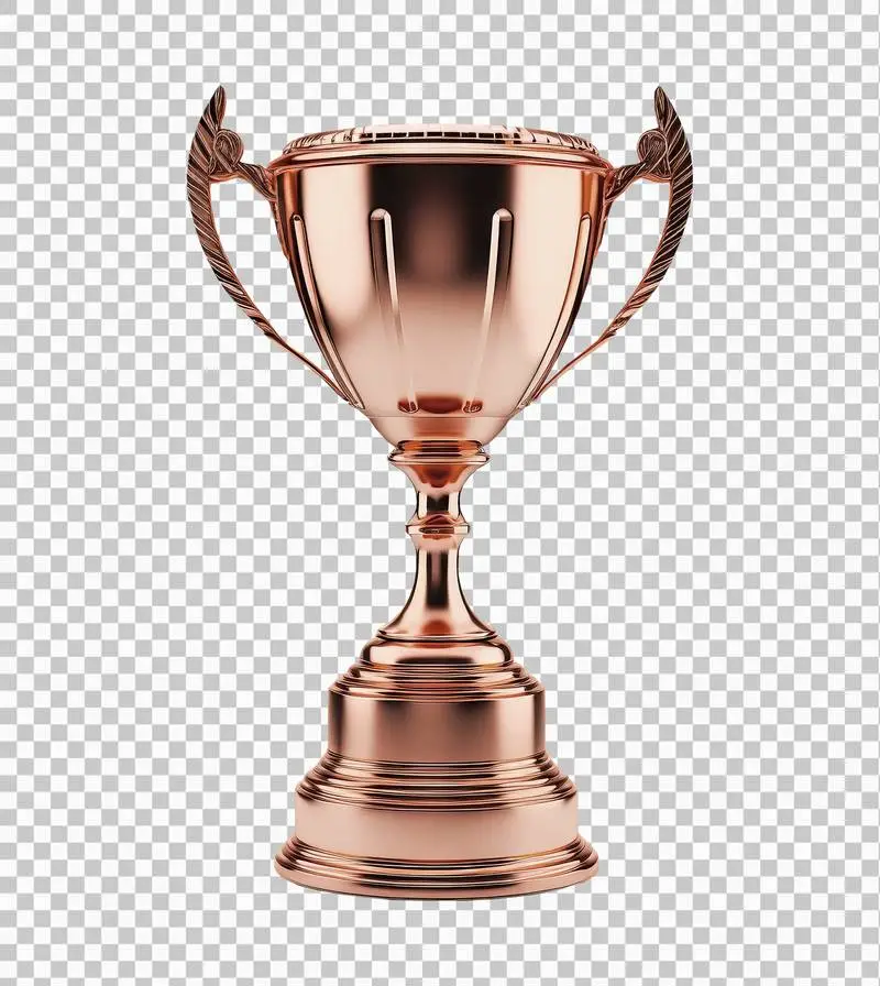 Rendering of a Realistic Bronze Trophy Isolated on a Transparent Background