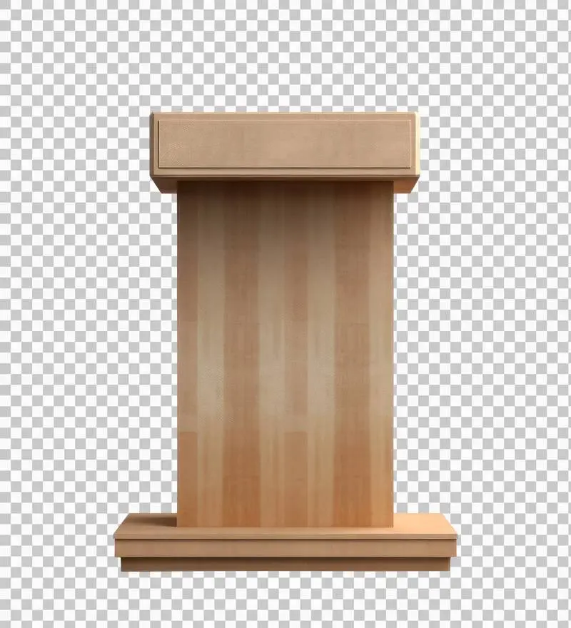 Wood Conference Lectern with a Microphone Isolated on a Transparent Background