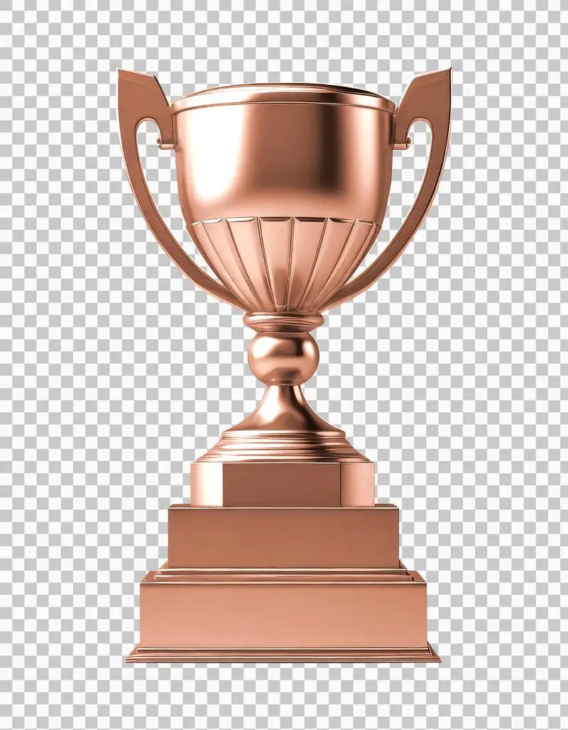 Bronze 3D Trophy Isolated on a Transparent Background