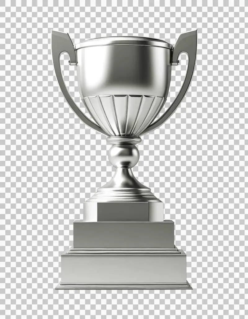 Silver 3D Trophy Isolated on a Transparent Background