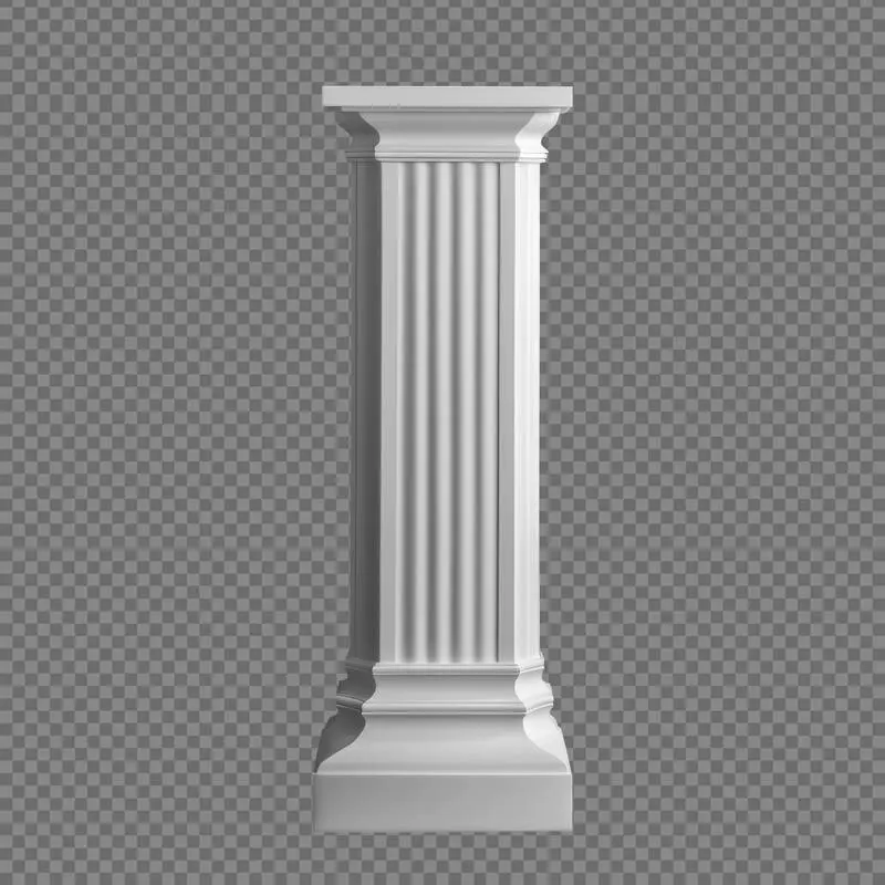 Neoclassical White Stone Column Isolated on a Transparent Background