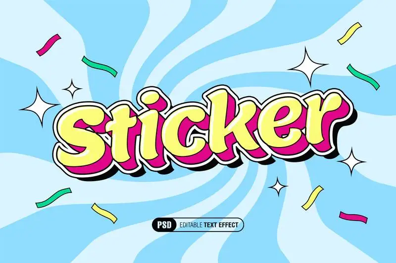 Ninetees Style Sticker Editable Text Effect