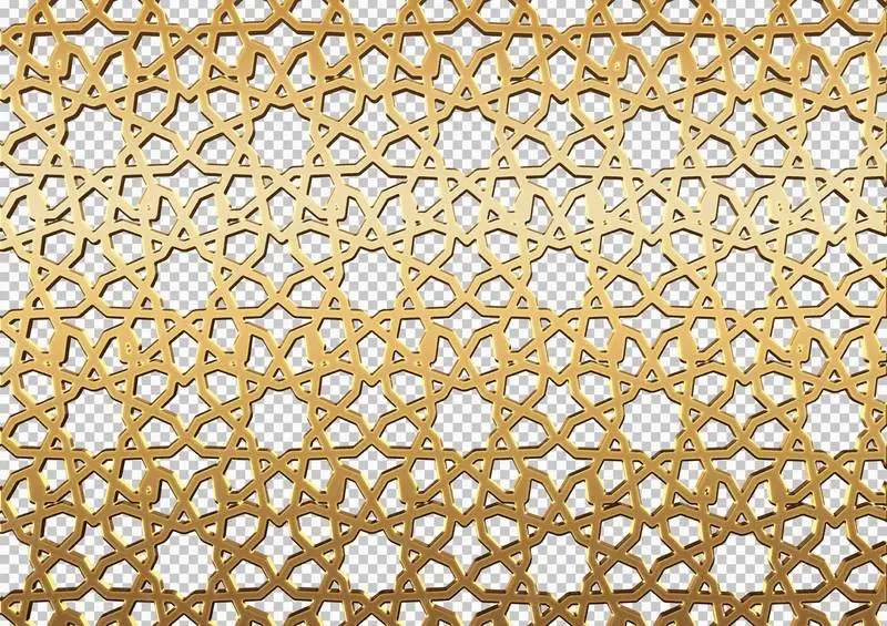 Arabesque Golden Pattern Design Isolated on Transparent Background
