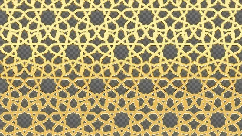 Golden Arabesque Pattern Design Isolated on Transparent Background