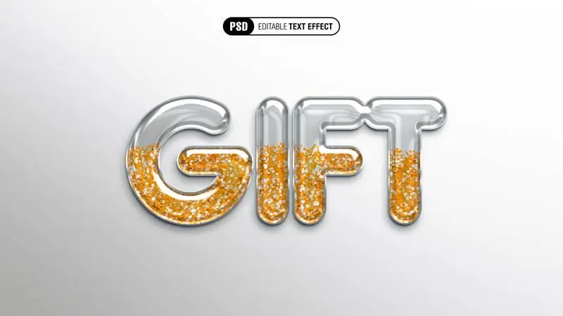 Transparent Christmas Glass and Golden Glitter Text Effect
