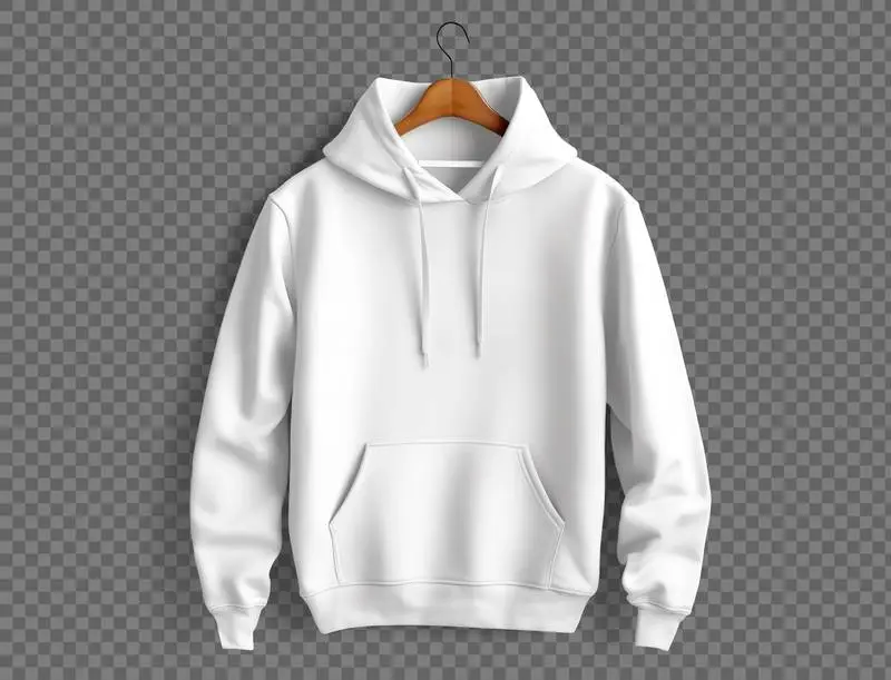 White Hooded Sweatshirt Isolated on Transparent Background