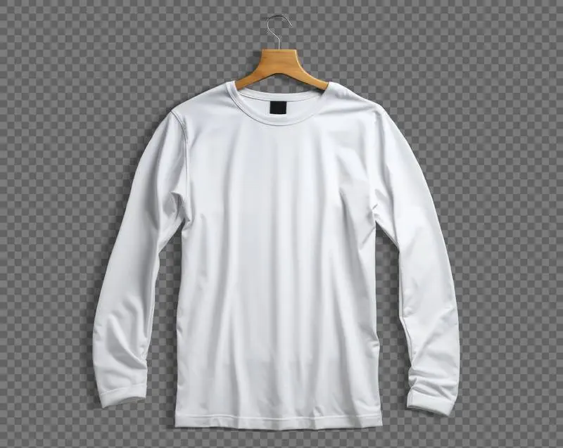 White Long Sleeved T-Shirt Isolated on Transparent Background
