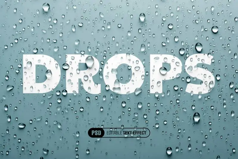 Editable Text Effect Covered in Water Drops