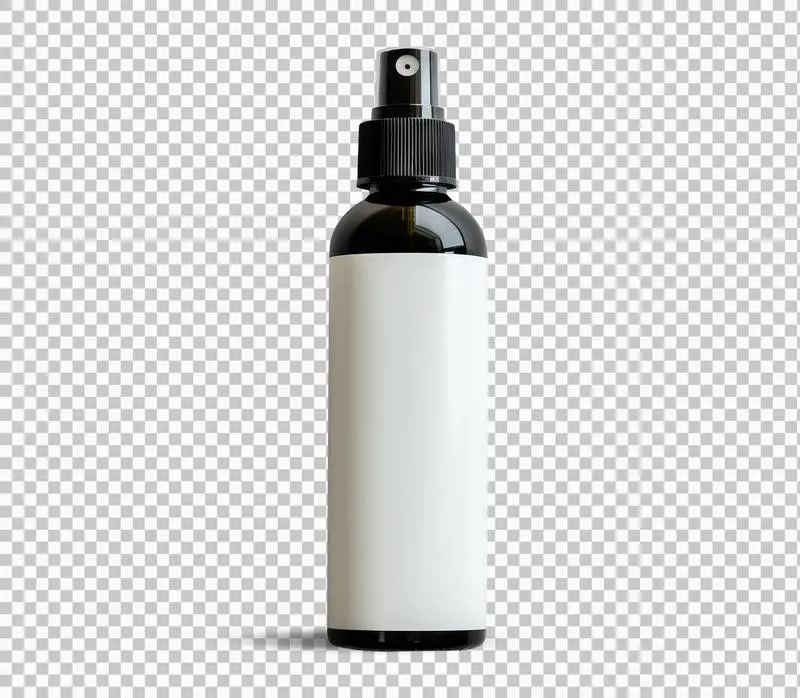 Black Glass Spray Bottle Isolated on a Transparent Background