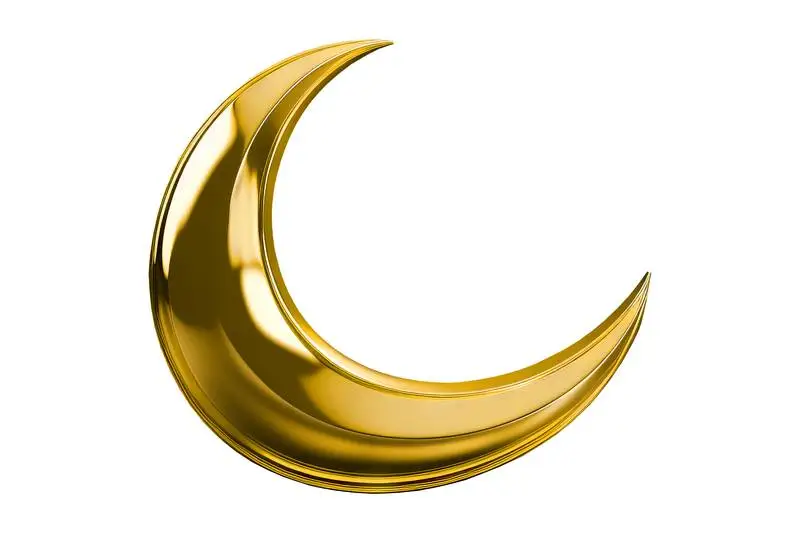 Bright Gold Crescent on a White Background