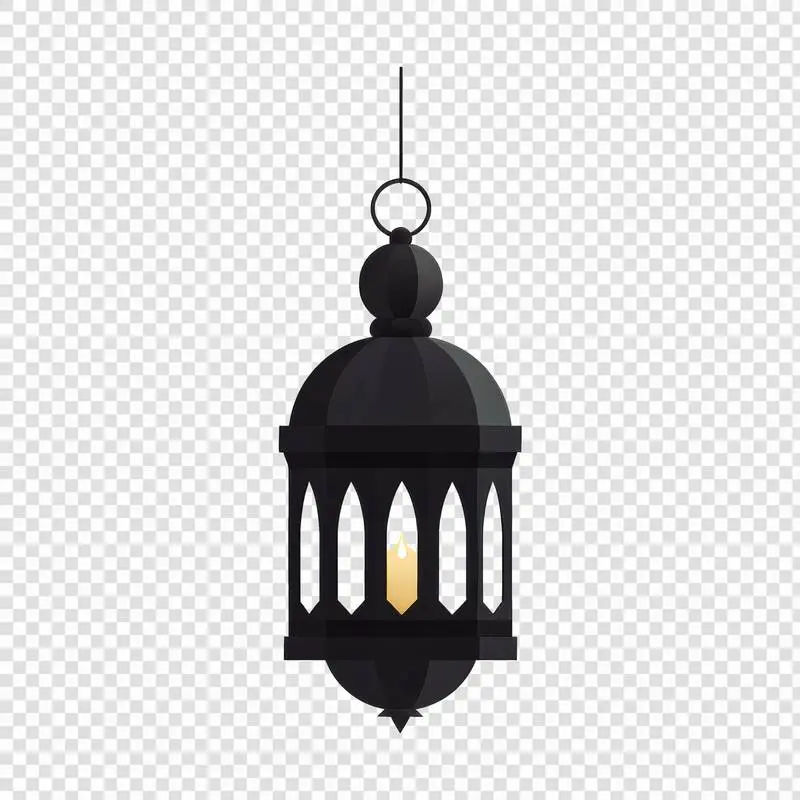 Flat Illustration of an Arabic Lantern on a Transparent Background