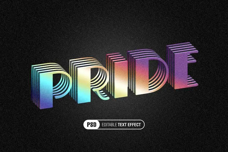 Rainbow Colored Layers Text Effect