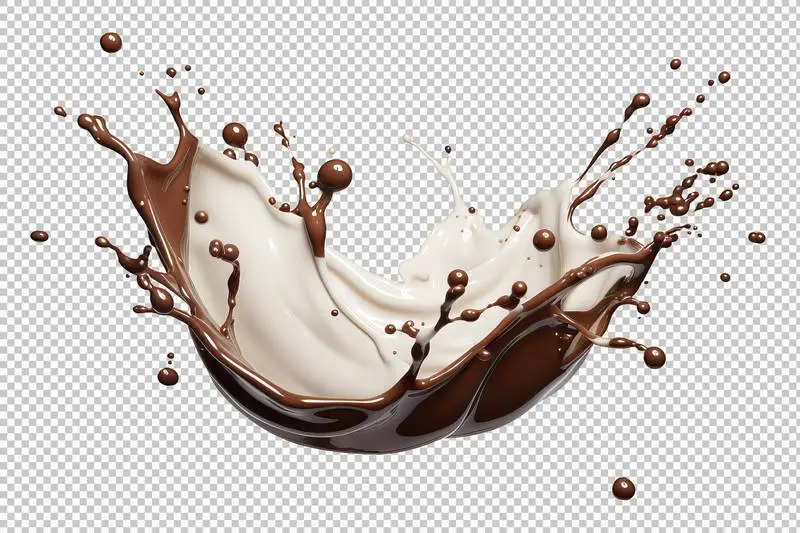 Milk and Chocolate Splash Isolated on a Transparent Background