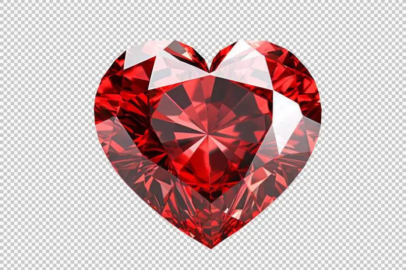 Red Heart-Shaped Gem Isolated on a Transparent Background