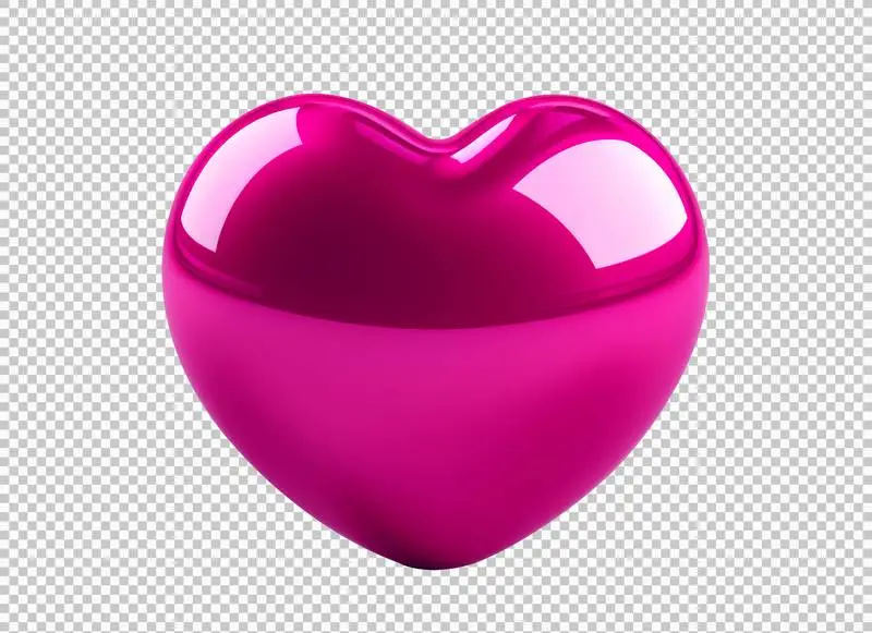 Bright Pink Heart Isolated on a Transparent Background