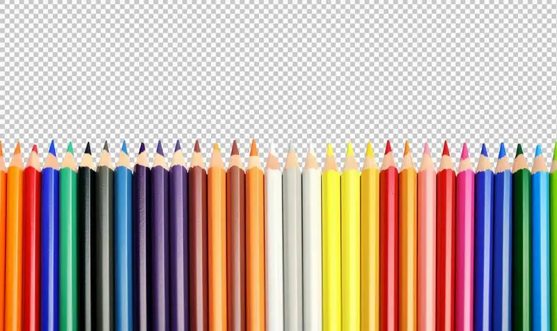 Set of Coloured Pencils Isolated on a Transparent Background