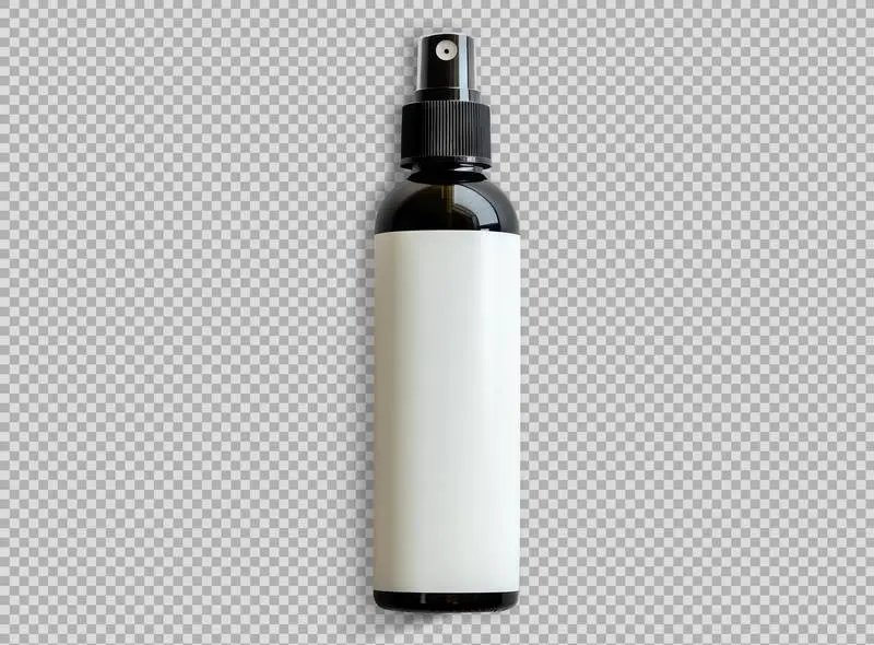 Black Glass Bottle with Dosing Cap Isolated on a Transparent Background