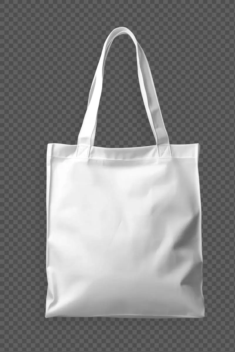 White Cotton Tote Bag Isolated on a Transparent Background