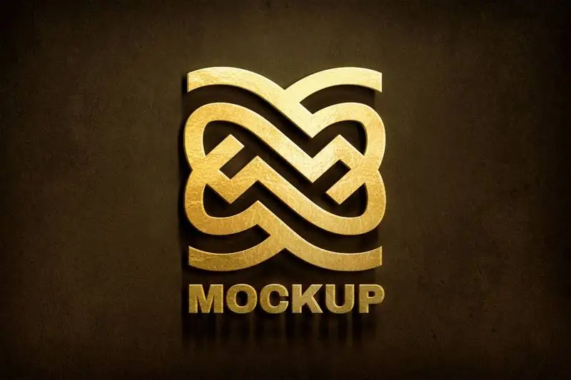 Luxury Golden Textured 3D Logo Mockup on a Wall