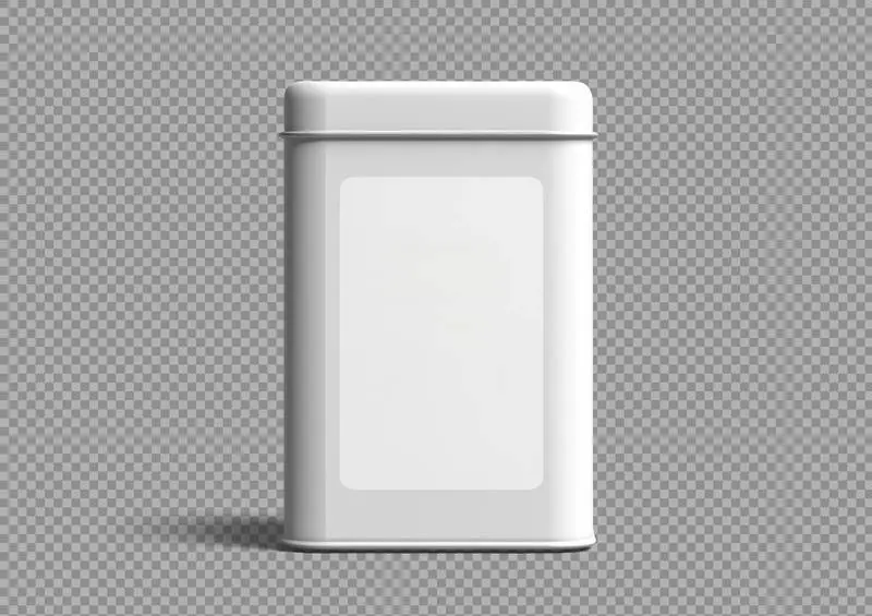 Metal Canister with White Lid Isolated on a Transparent Background