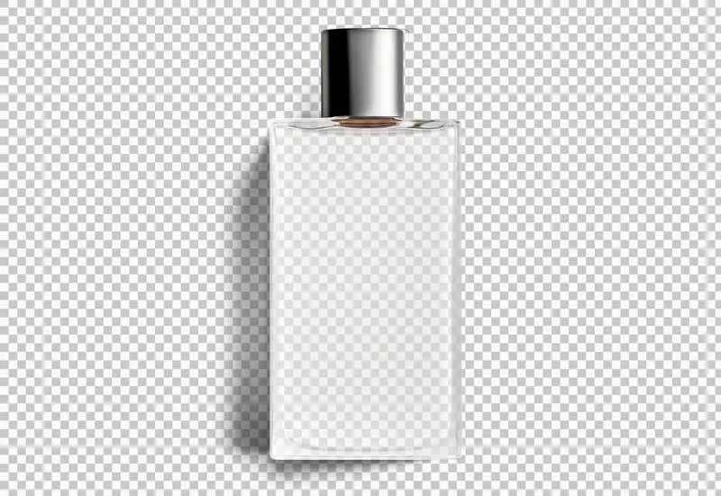 Glass Cosmetic Bottle with Black Cap Isolated on a Transparent Background