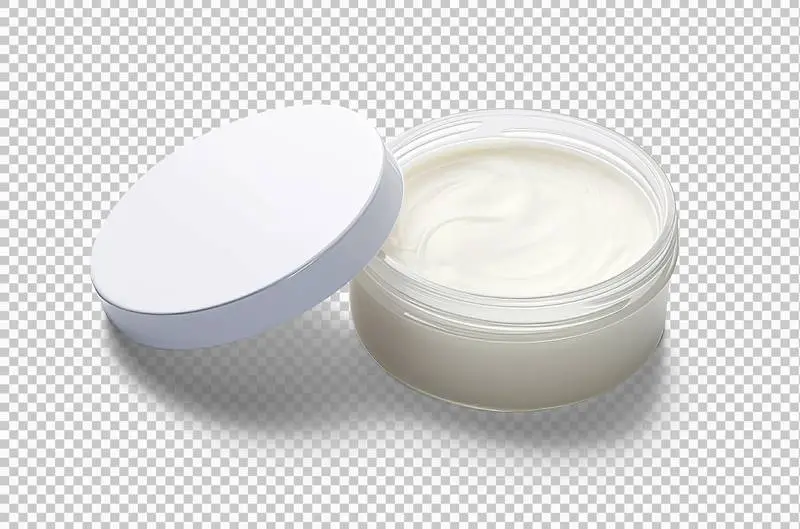 White Glass Cosmetic Jar with Isolated Lid on a Transparent Background