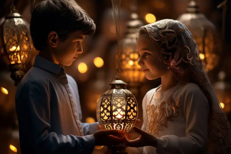 Photo of Children with Arab Lanterns for Ramadan