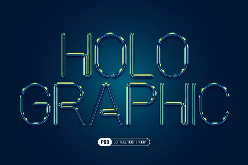Blue Holographic Text Effect