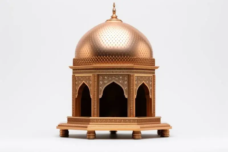 Arabic-Style Gilded Pavilion on a White Background