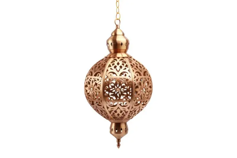 Golden Arabian Ceiling Lamp Isolated on a White Background