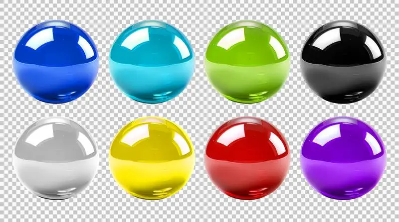 Collection of Shiny Coloured Spheres Isolated on a Transparent Background