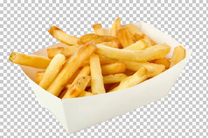 Potato Crisps in a White Box Isolated on a Transparent Background