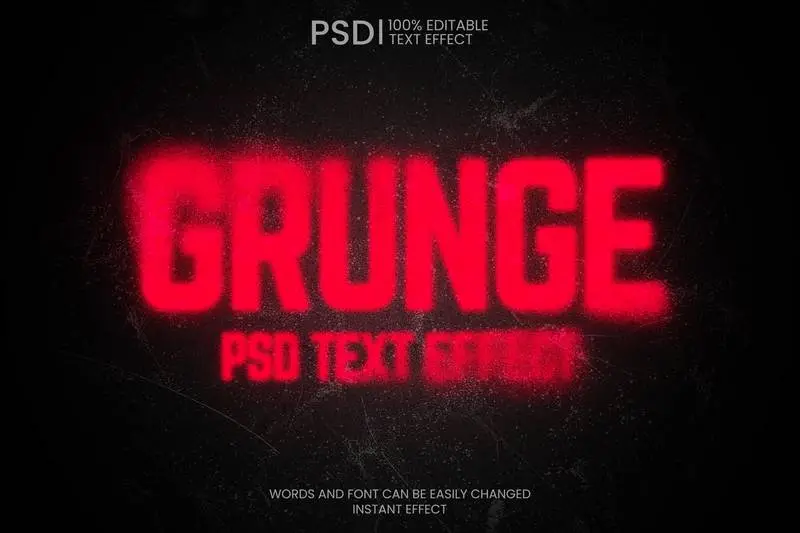 Editable Red Grunge Blurred Text Effect