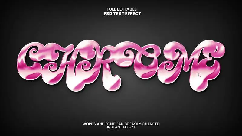Editable Pink Chrome Text Effect