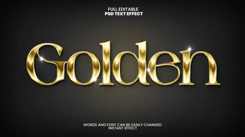 Editable Realistic Gold Text Effect