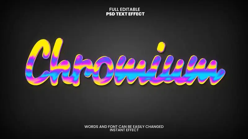 Editable Iridescent Chrome Text Effect
