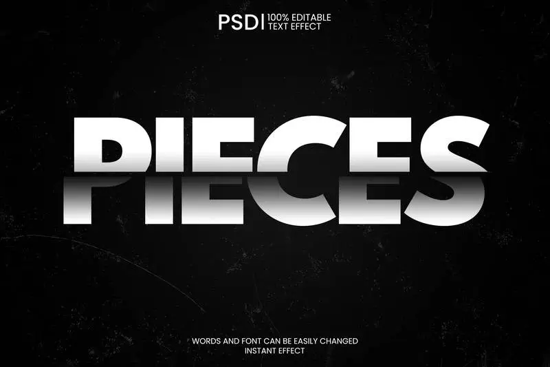Editable Black and White Slice Text Effect