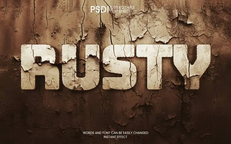 Rusty 3D Editable Text Effect