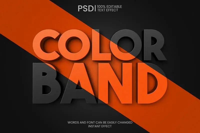 Editable Color Band 3D Text Effect