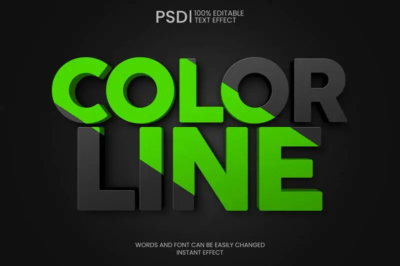 Editable Color Line 3D Text Effect